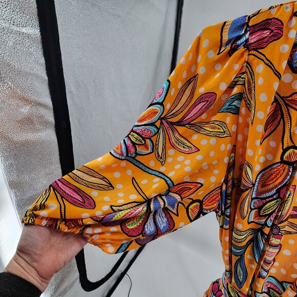 Tabitha Brown for Target Size 4X Womens Orange Floral Swim Cover Up Belted - Picture 8 of 11